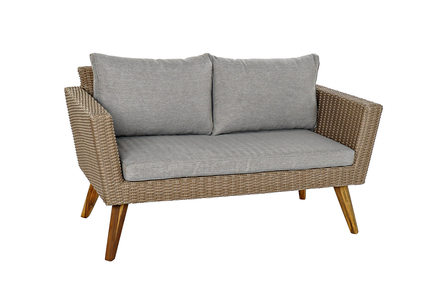 Conjunto Relax Jardín Ratán Sintético Sofá 2P + 2 Sillones + Mesa Cristal