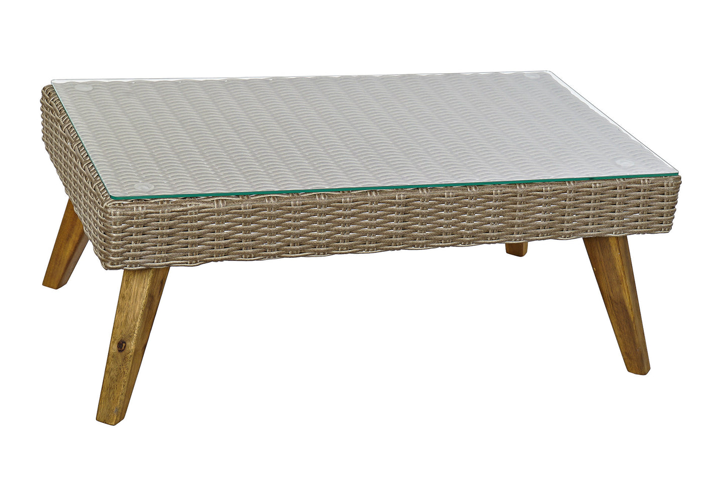 Conjunto Relax Jardín Ratán Sintético Sofá 2P + 2 Sillones + Mesa Cristal