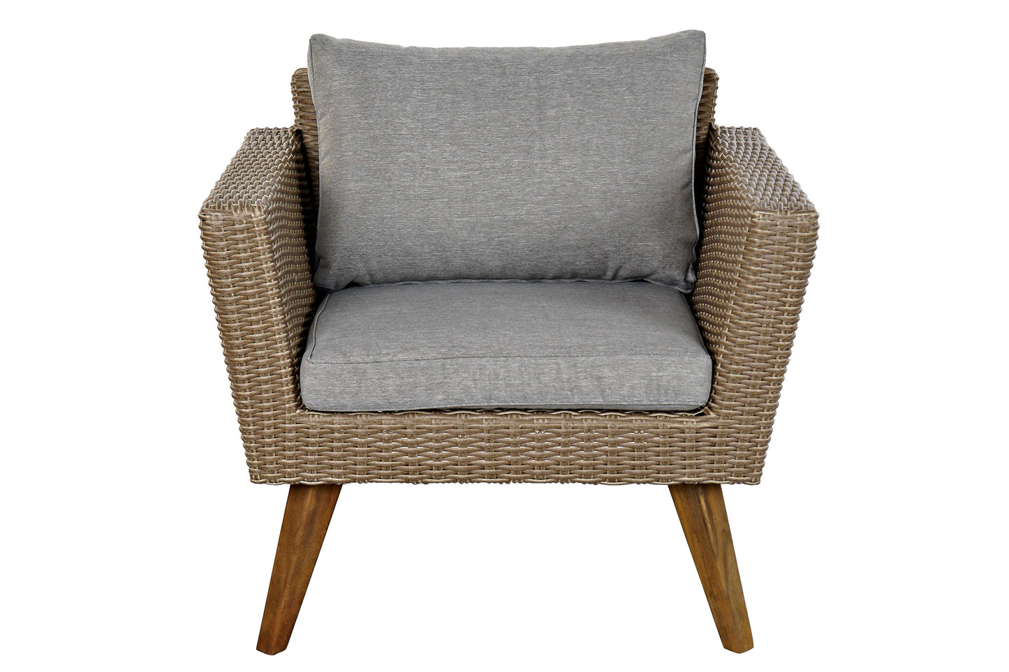 Conjunto Relax Jardín Ratán Sintético Sofá 2P + 2 Sillones + Mesa Cristal