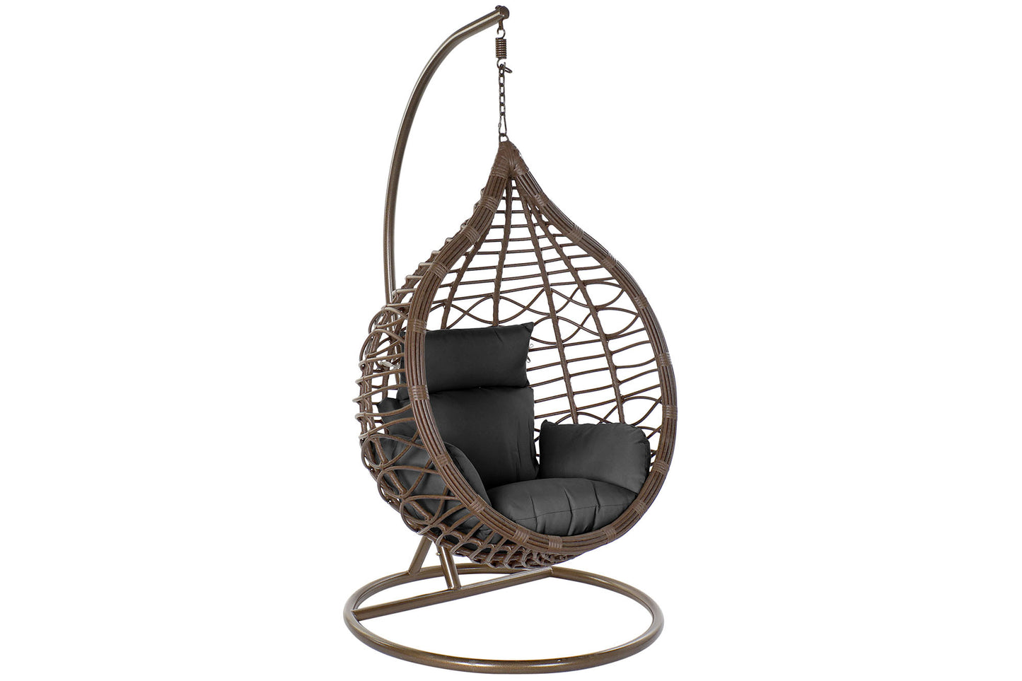 Sillón Colgante 1 Plaza Ratán Sintético Marrón con Base y Cojín