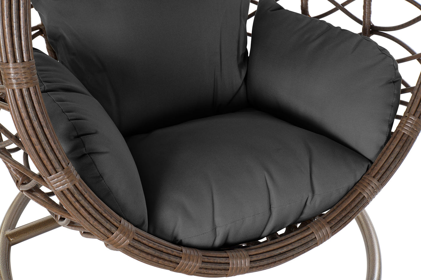 Sillón Colgante 1 Plaza Ratán Sintético Marrón con Base y Cojín