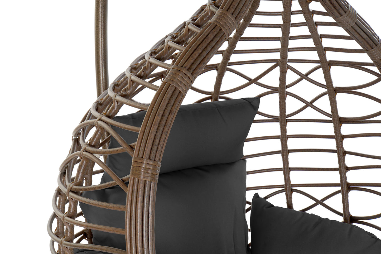 Sillón Colgante 1 Plaza Ratán Sintético Marrón con Base y Cojín
