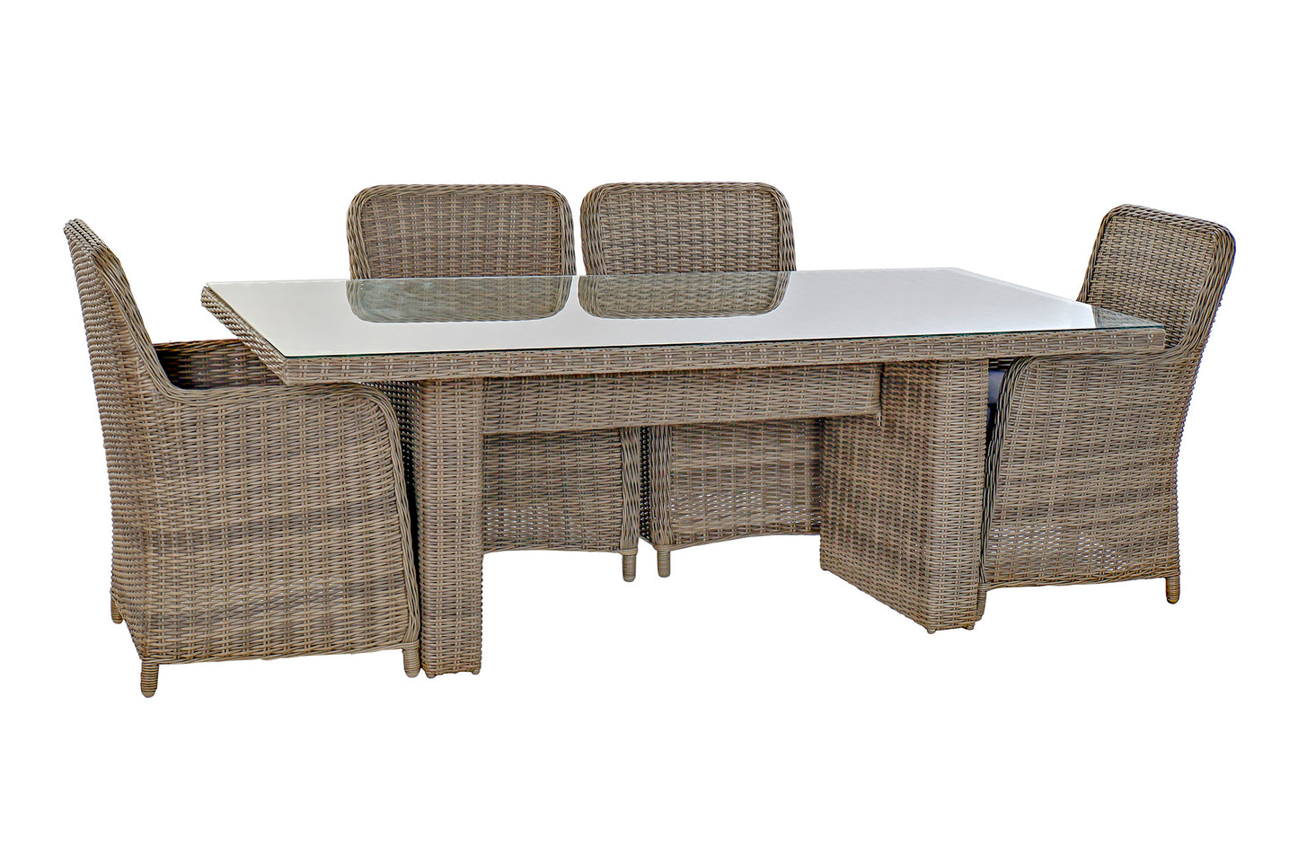 Conjunto Comedor Jardín Fibra Sintética Mesa + 6 Sillones