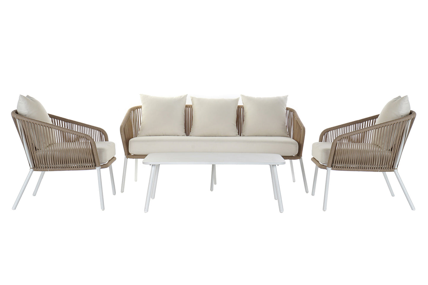 Conjunto Relax Jardín Aluminio y Cuerda Sofá + 2 Sillones + Mesa