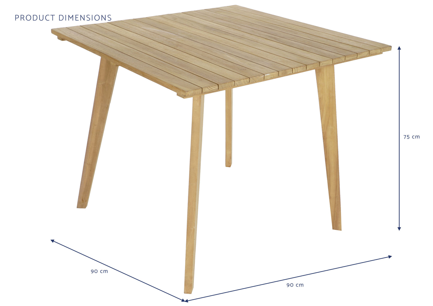 Conjunto Comedor Jardín Teca y Cuerda Mesa 90x90 cm + 4 Sillas