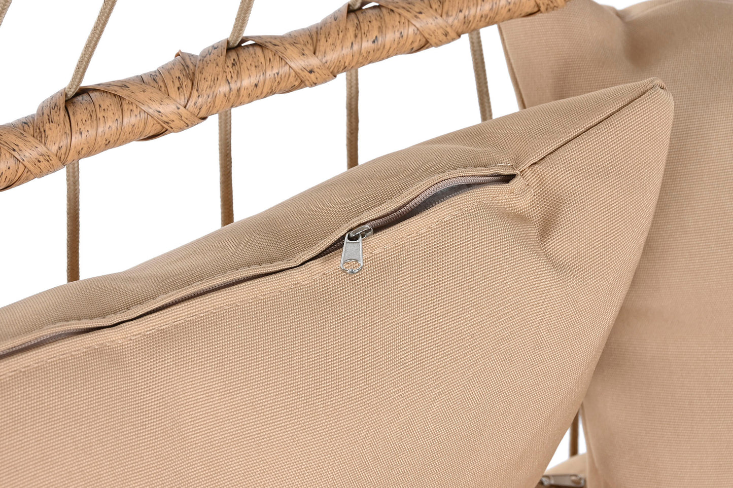 Sillón Colgante 2 Plazas Ratán Sintético Marrón con Base y Cojín