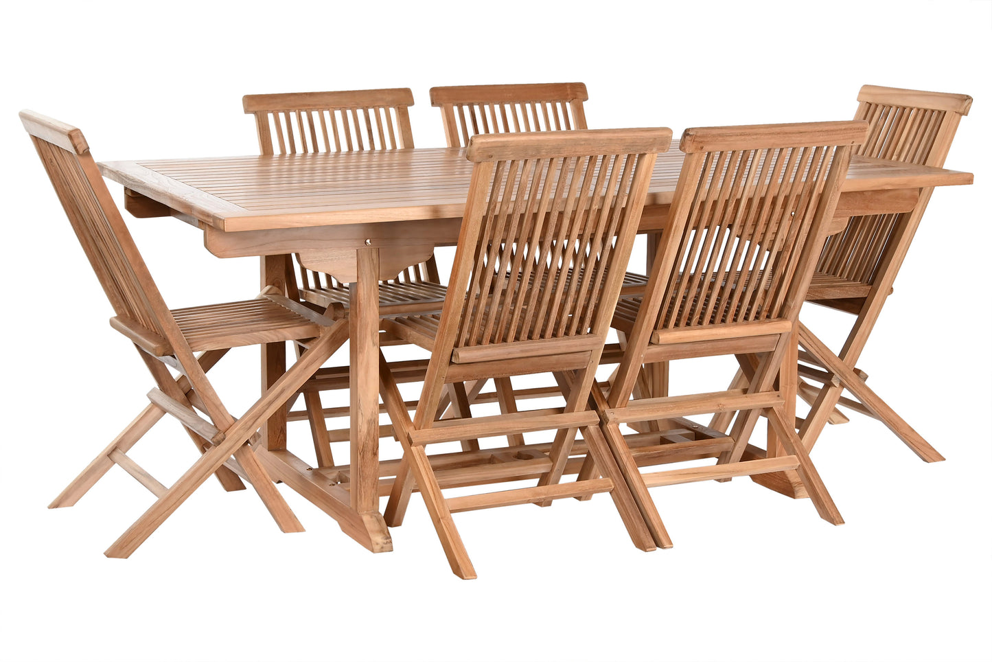 Conjunto Comedor Jardín Teca Grado A Mesa Extensible 180/240x100 cm + 8 Sillas