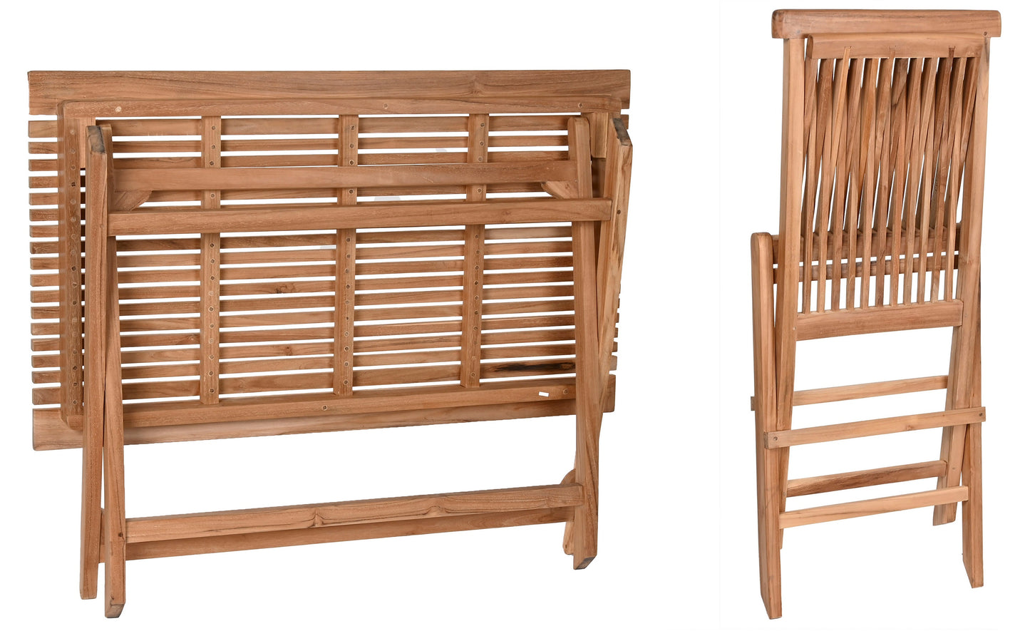 Conjunto Comedor Jardín Plegable Teca Grado A Mesa 120x70 cm + 4 Sillas