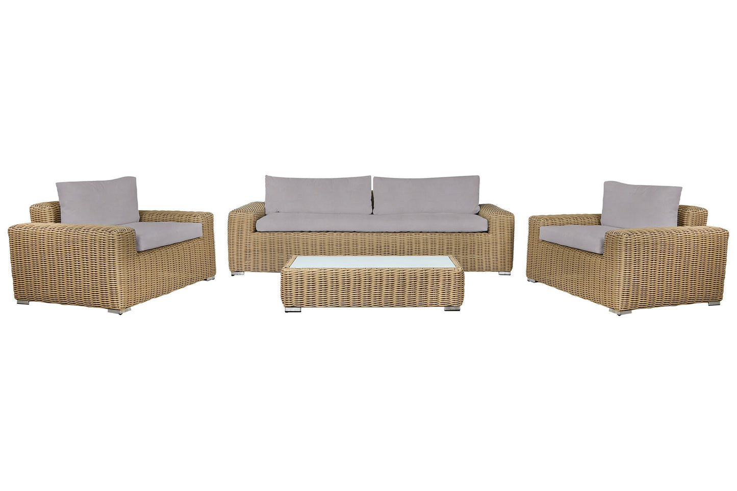 Conjunto de Jardín 4 Piezas | Fibra Sintética Artesanal Imitación Natural y Olefina