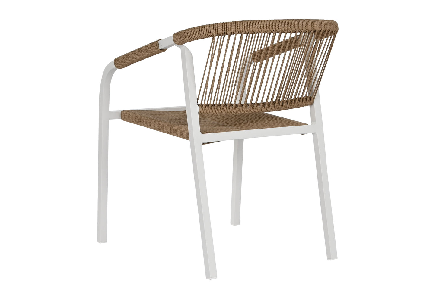 Conjunto Comedor Aluminio y Cuerda de Resina Imitación Madera + 6 Sillas