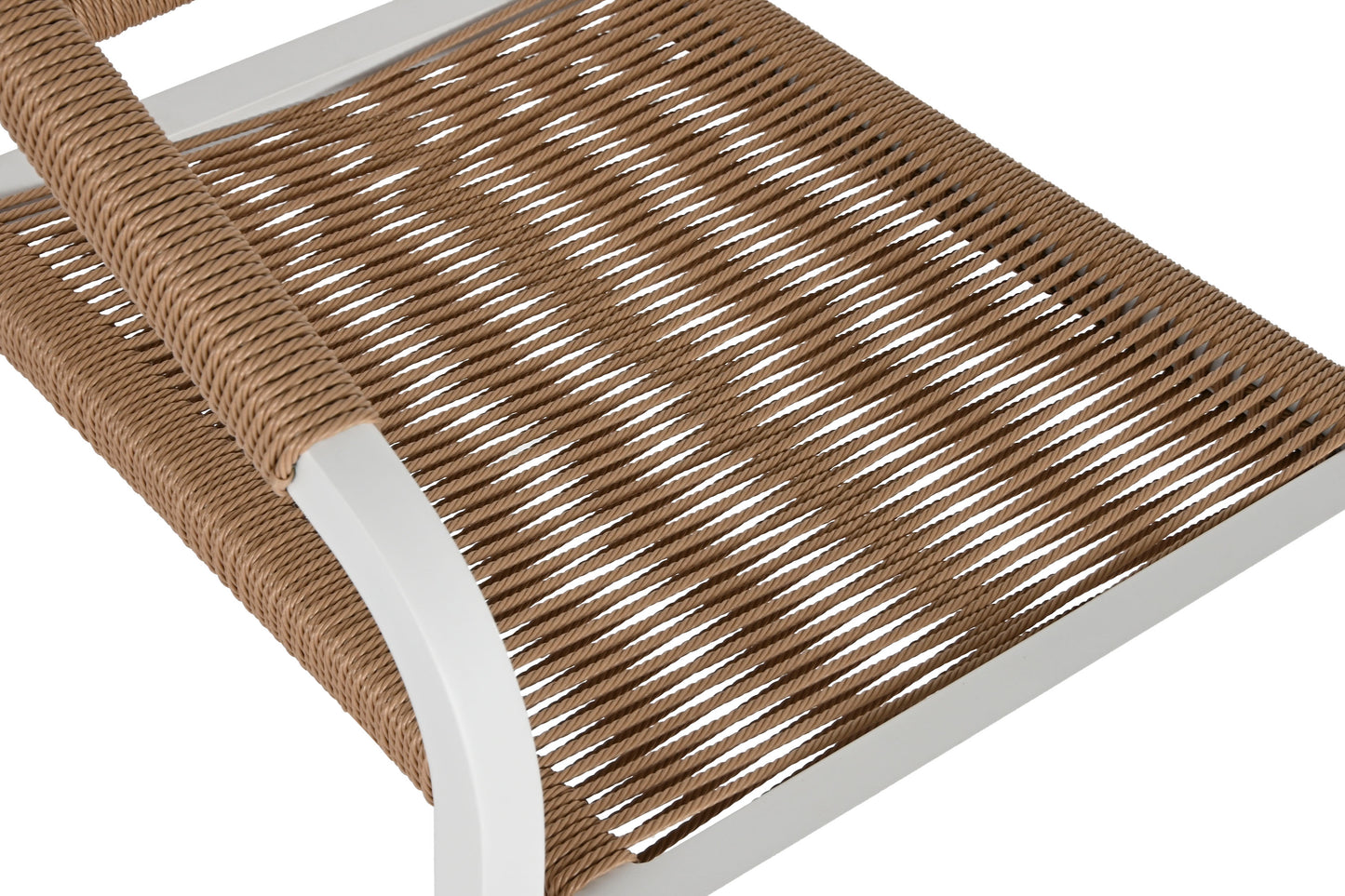 Conjunto Comedor Aluminio y Cuerda de Resina Imitación Madera + 6 Sillas