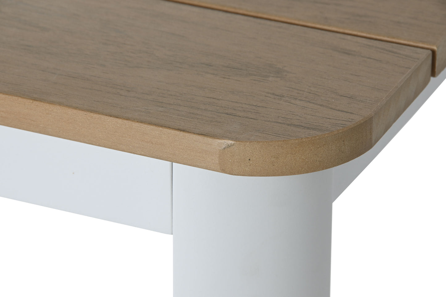 Conjunto Comedor Aluminio y Cuerda de Resina Imitación Madera + 6 Sillas