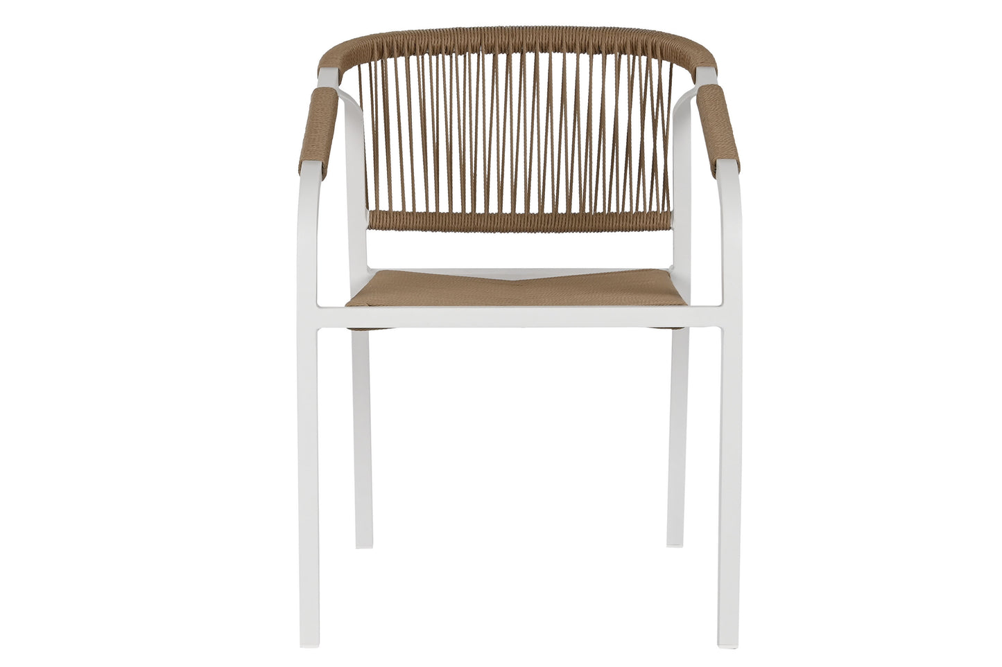 Conjunto Comedor Aluminio y Cuerda de Resina Imitación Madera + 6 Sillas