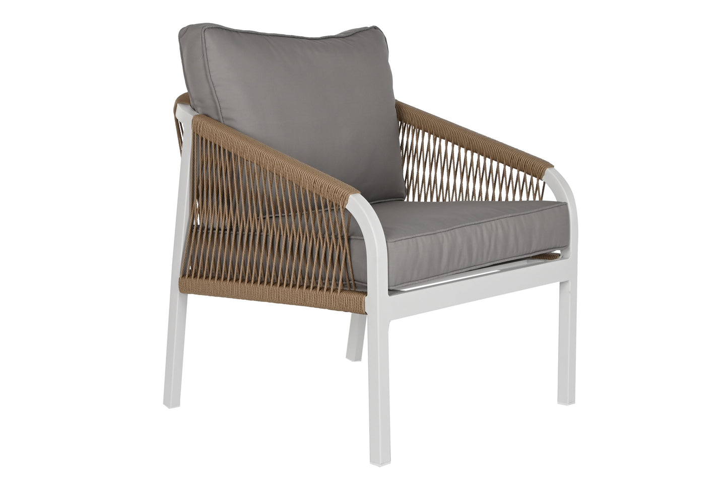 Conjunto Relax Jardín Aluminio y Cuerda. Sofá + 2 Sillones + Mesa