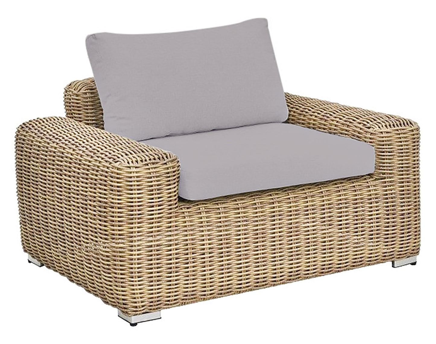 Sillón 1 Plaza Ratán Sintético Marrón Claro con Cojín
