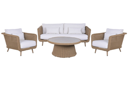 Conjunto de Jardín 4 Piezas Fibra Sintética Imitación Natural