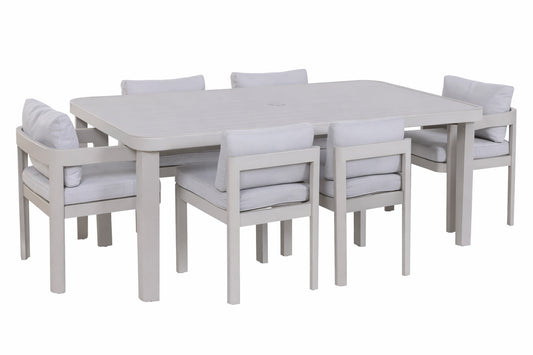 Conjunto Comedor de Jardín 7 Piezas Aluminio Mesa + 6 Sillas