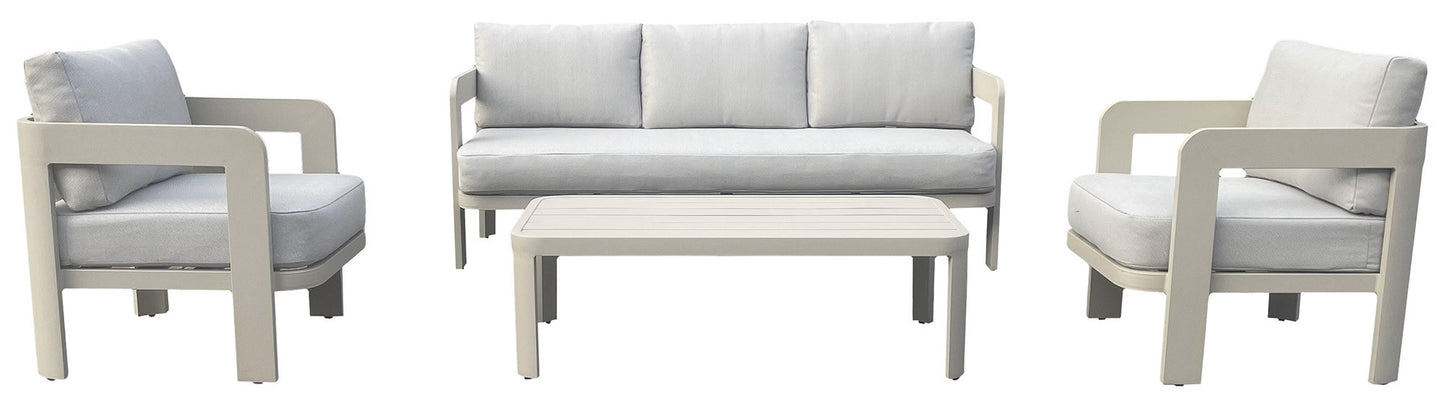 Conjunto Aluminio Sofá 3 Plazas + 2 Sillones + Mesa de centro