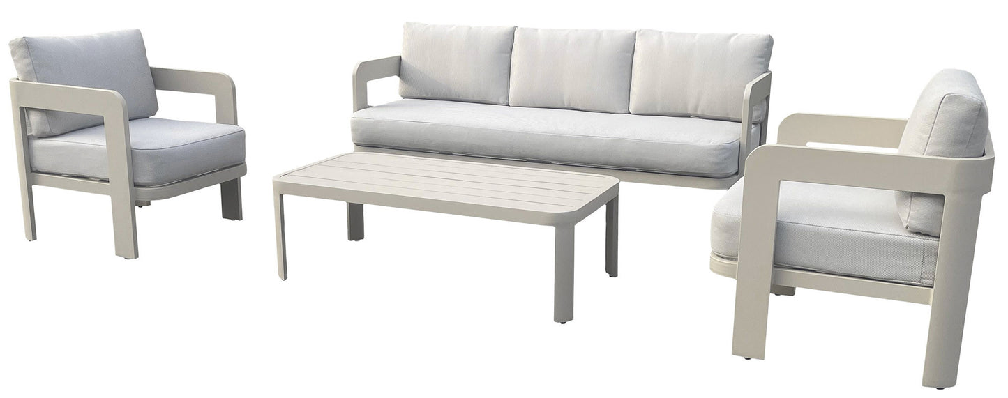Conjunto Aluminio Sofá 3 Plazas + 2 Sillones + Mesa de centro