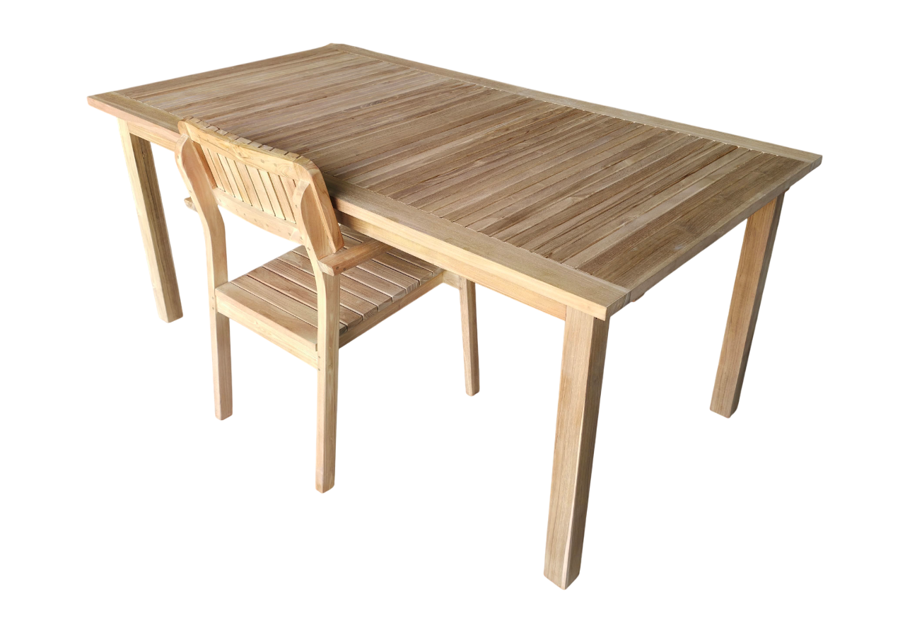 Mesa de Comedor Exterior Teca Grado A Extensible 180/240x100 cm
