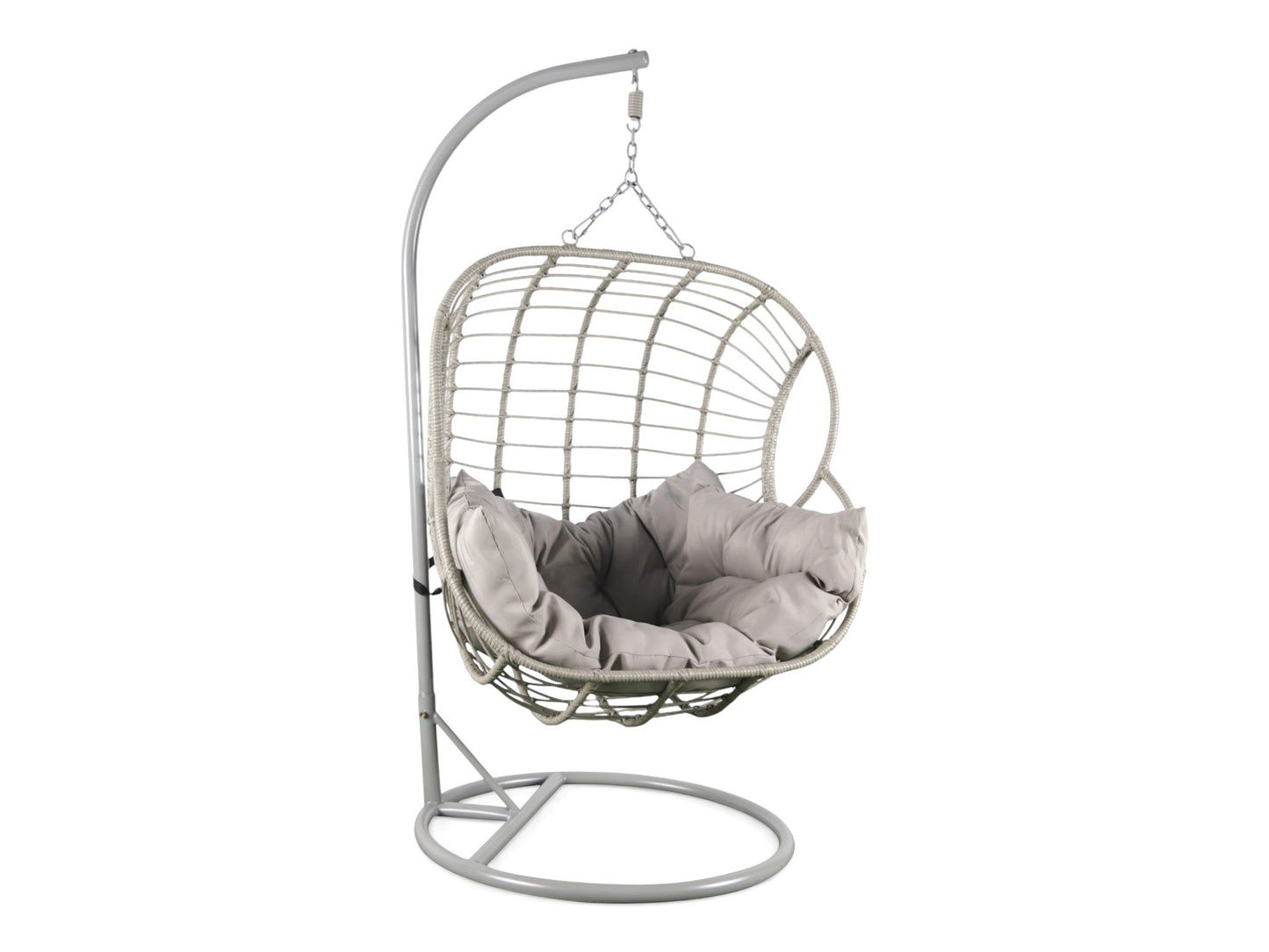 Sillón Colgante 2 Plazas Ratán Sintético Gris con Base y Cojín