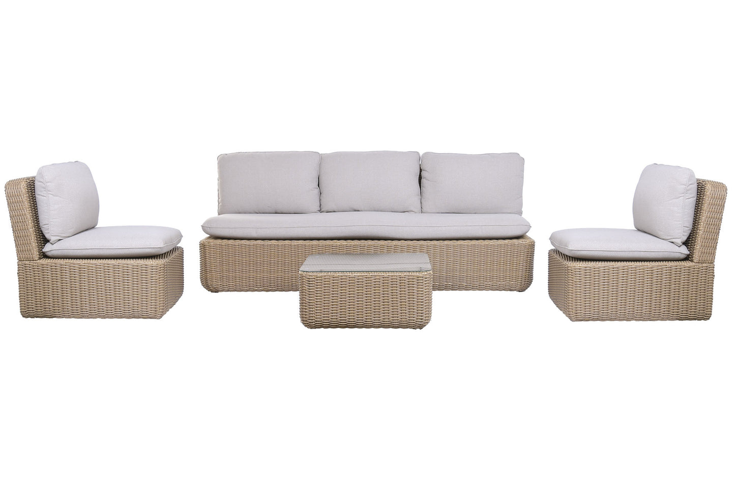 Conjunto de Jardín 4 Piezas Fibra Sintética Artesanal Imitación Natural