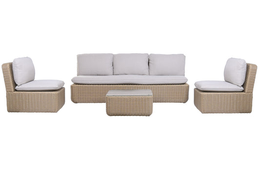 Conjunto de Jardín 4 Piezas Fibra Sintética Artesanal Imitación Natural