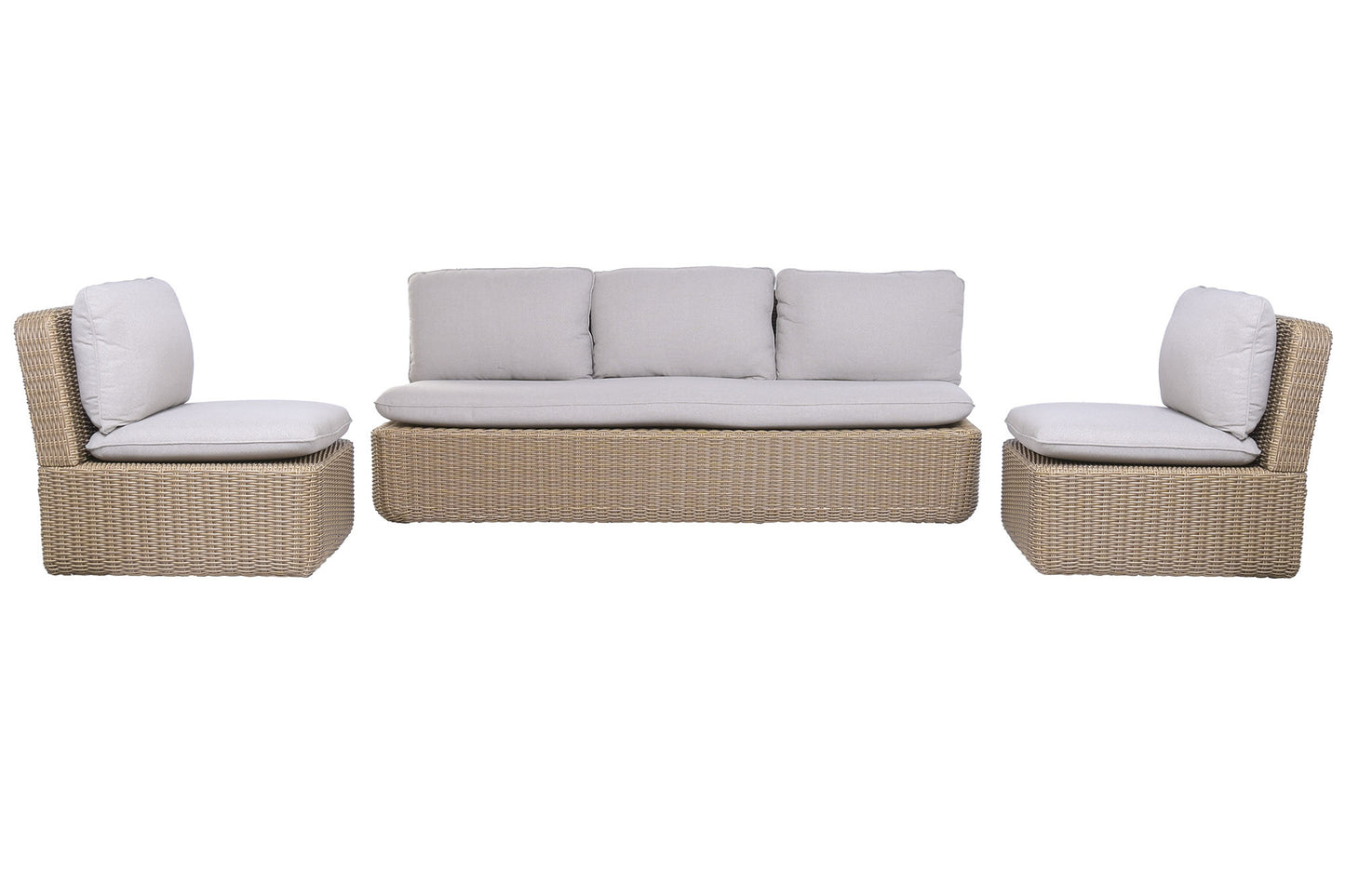Conjunto de Jardín 4 Piezas Fibra Sintética Artesanal Imitación Natural