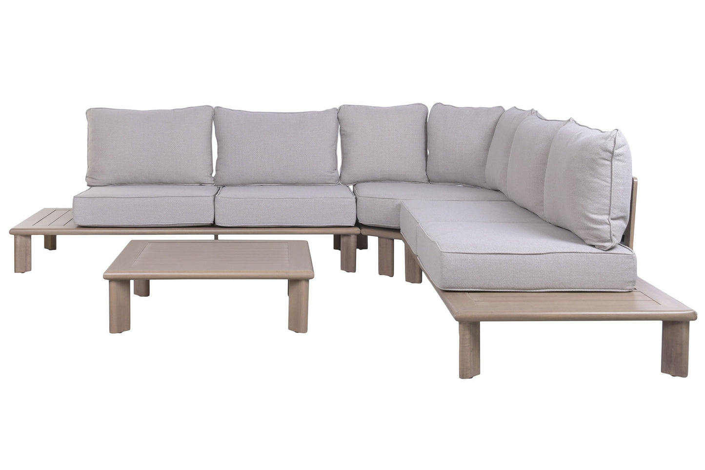 Rinconera Modular de Jardín 4 Piezas Aluminio Imitación Madera 290x290x68