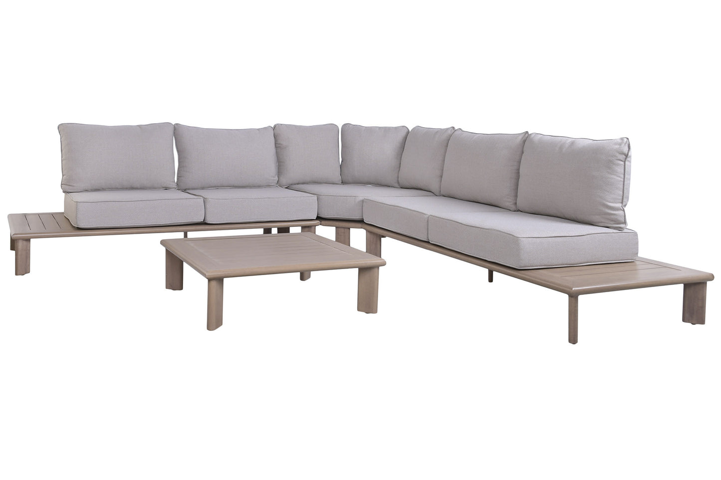 Rinconera Modular de Jardín 4 Piezas Aluminio Imitación Madera 290x290x68