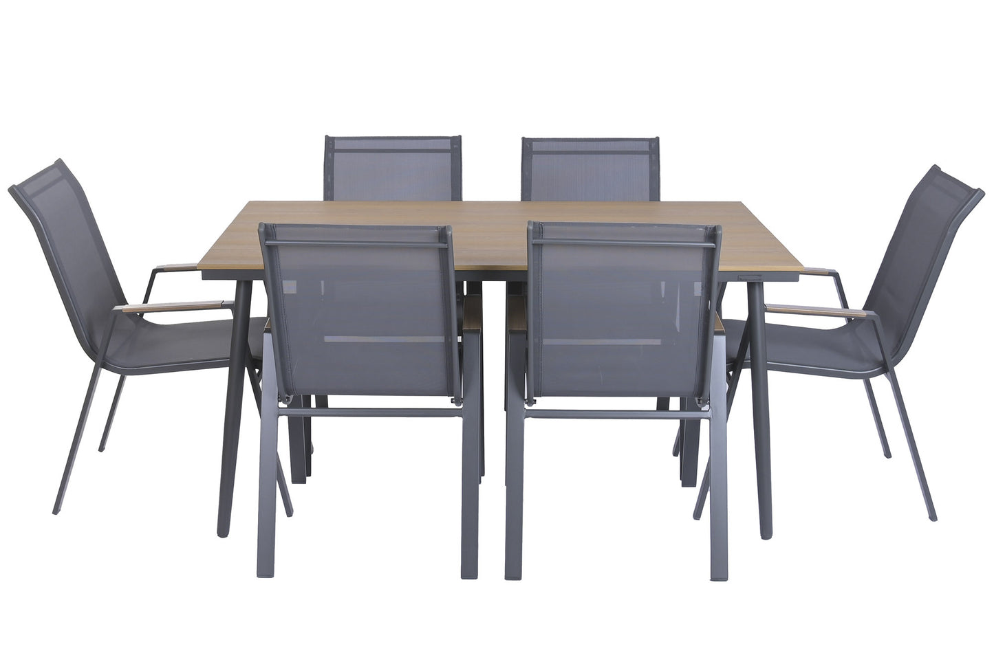 Conjunto Comedor Jardín Acero Mesa Polywood + 6 Sillas
