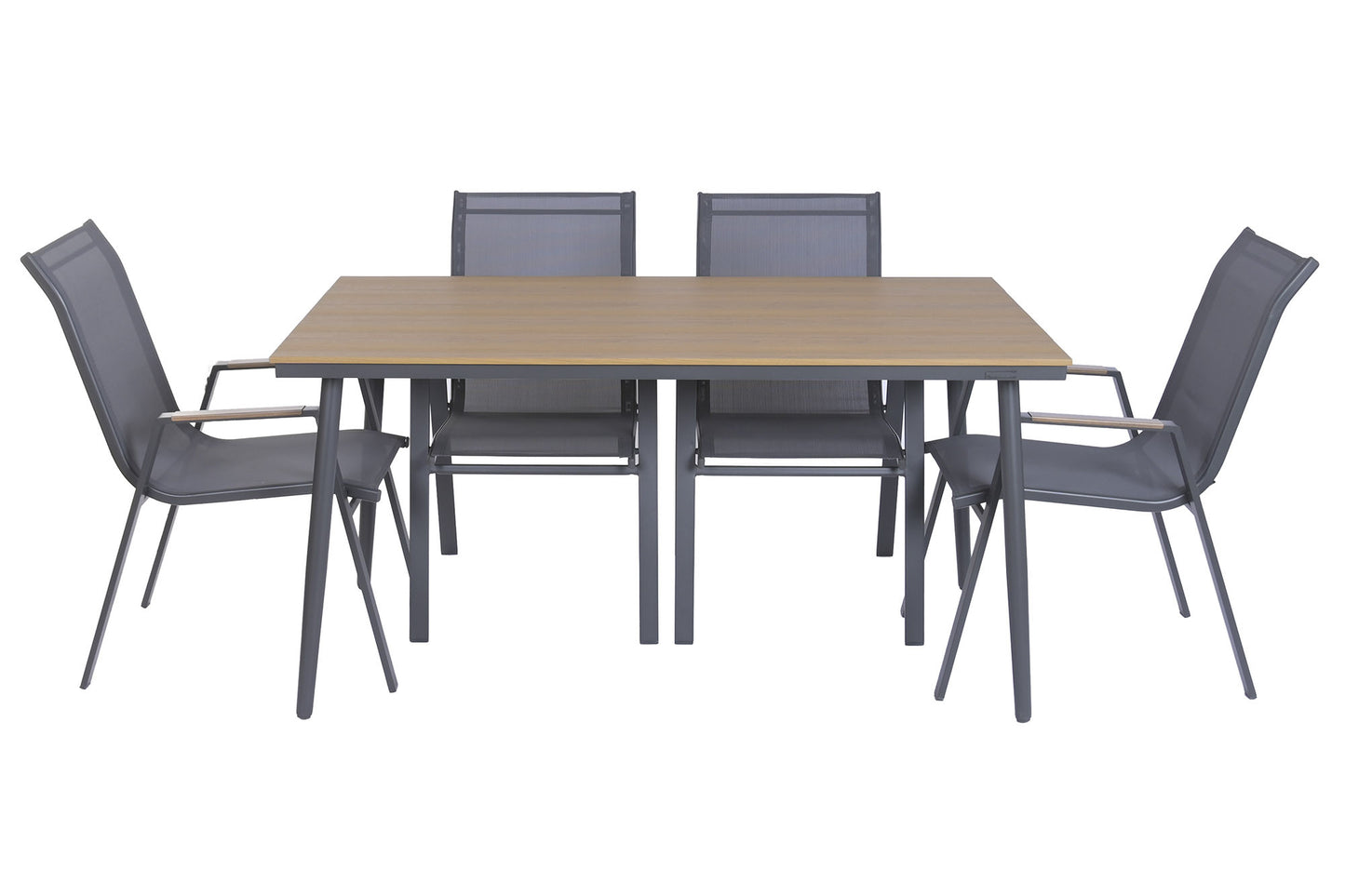 Conjunto Comedor Jardín Acero Mesa Polywood + 6 Sillas