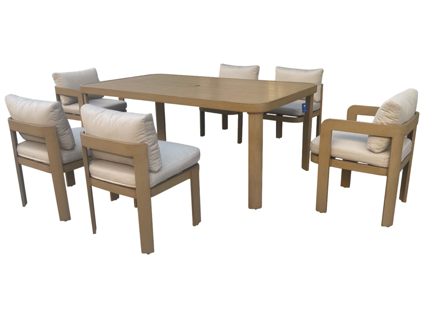 Conjunto Comedor Jardín 7 Piezas Aluminio Imitación Madera | Sea Side