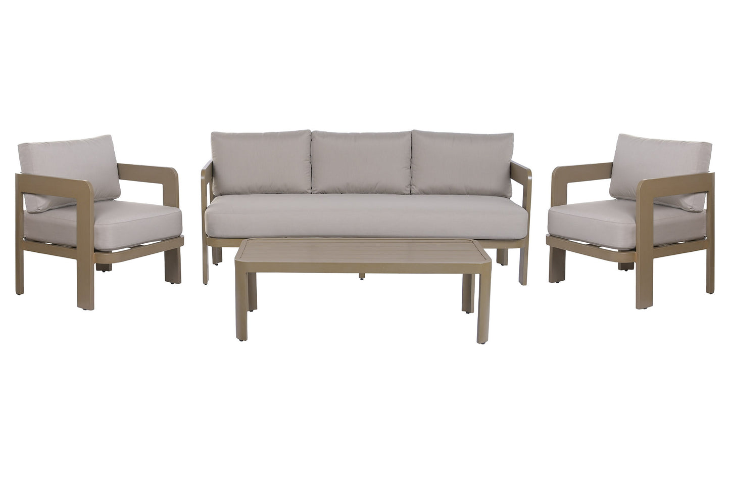Conjunto Relax Jardín 4 Piezas Aluminio Imitación Madera | Sea Side