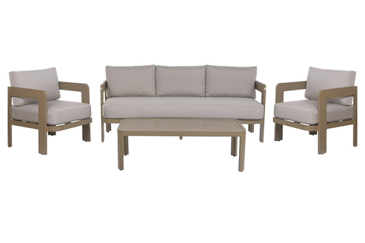 Conjunto Relax Jardín 4 Piezas Aluminio Imitación Madera | Sea Side