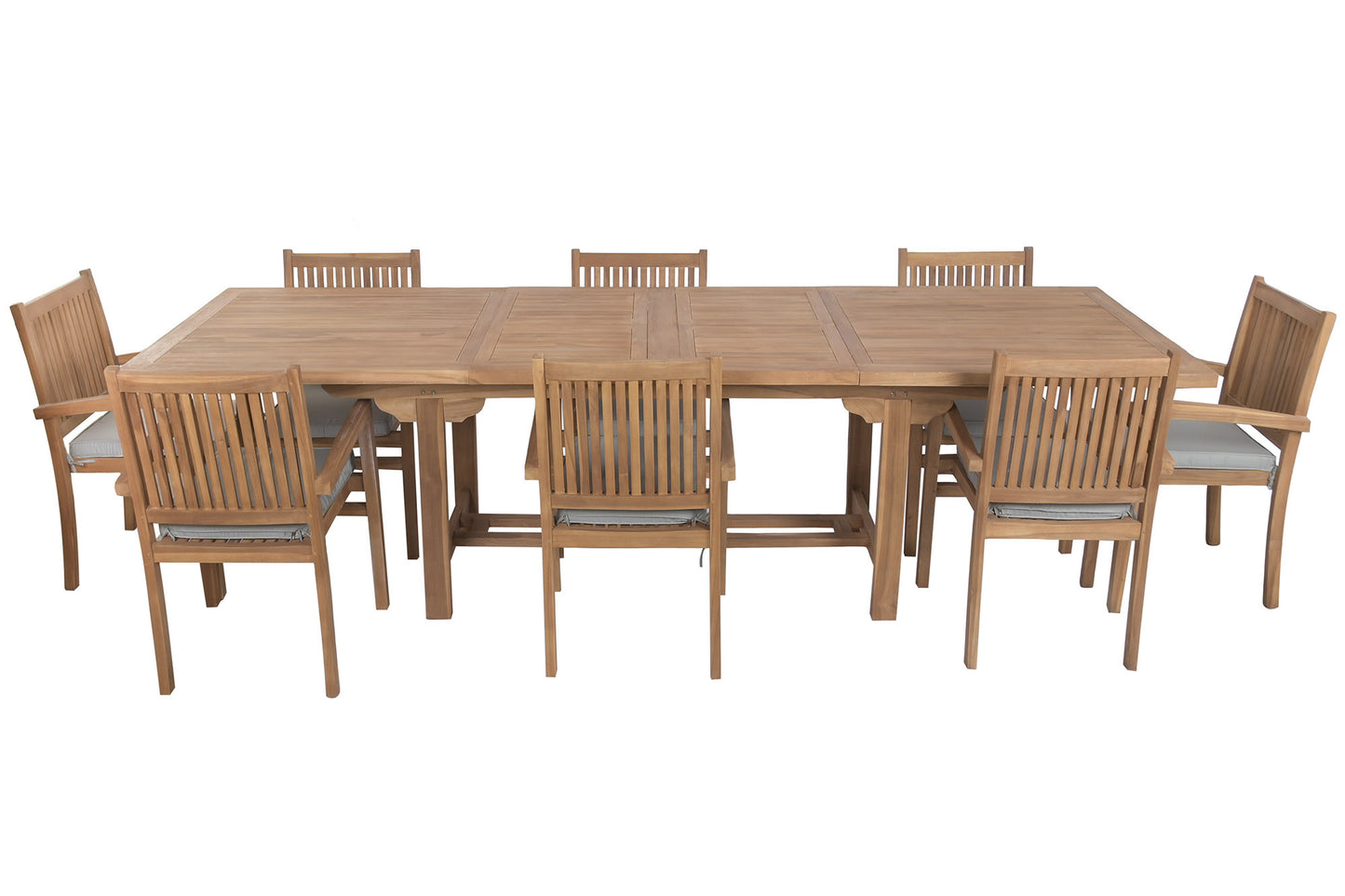 Conjunto Comedor de Jardín Teca Mesa Extensible 210-310 cm + 8 Sillas