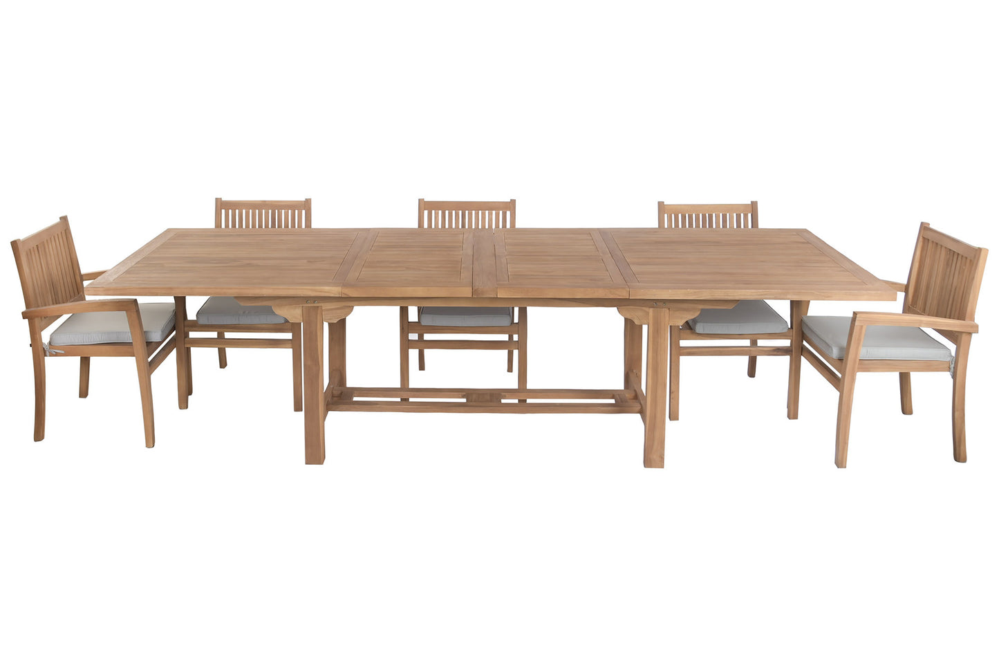 Conjunto Comedor de Jardín Teca Mesa Extensible 210-310 cm + 8 Sillas