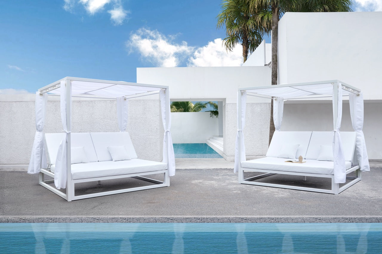 Daybed Mabie aluminio y tejido náutico blanco
