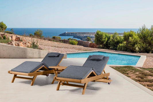 Tumbona Teca Mati multiposición con  ruedas