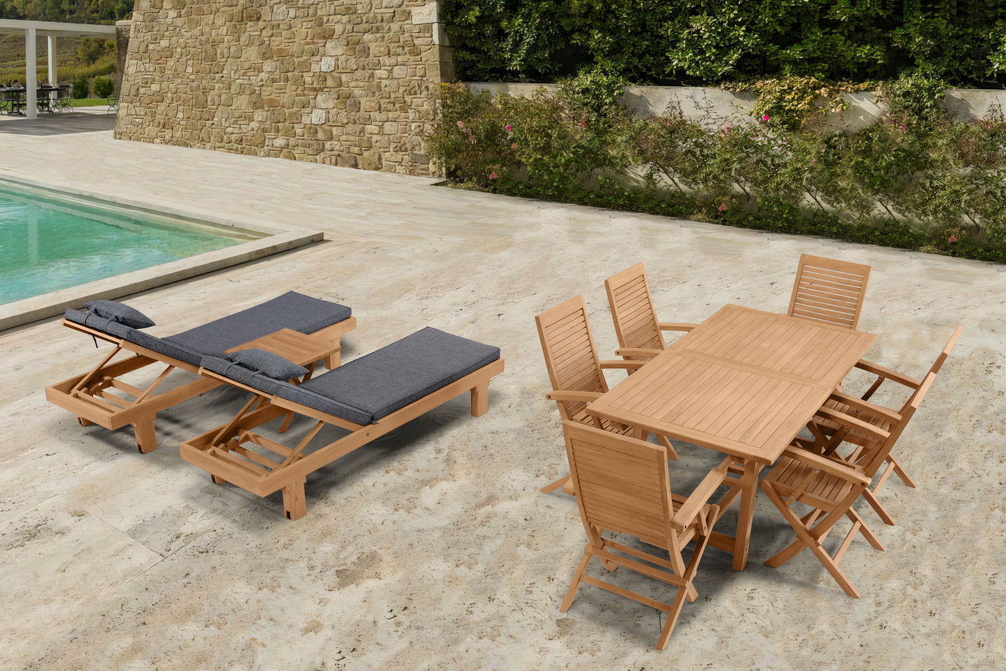 Mesa Teca rectangular extensible  Mati 160/210x90 cm