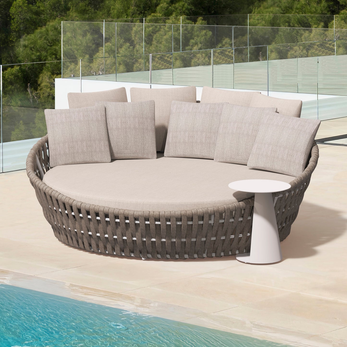 Daybed Meridian aluminio antracita cuerda antracita y textil gris medio