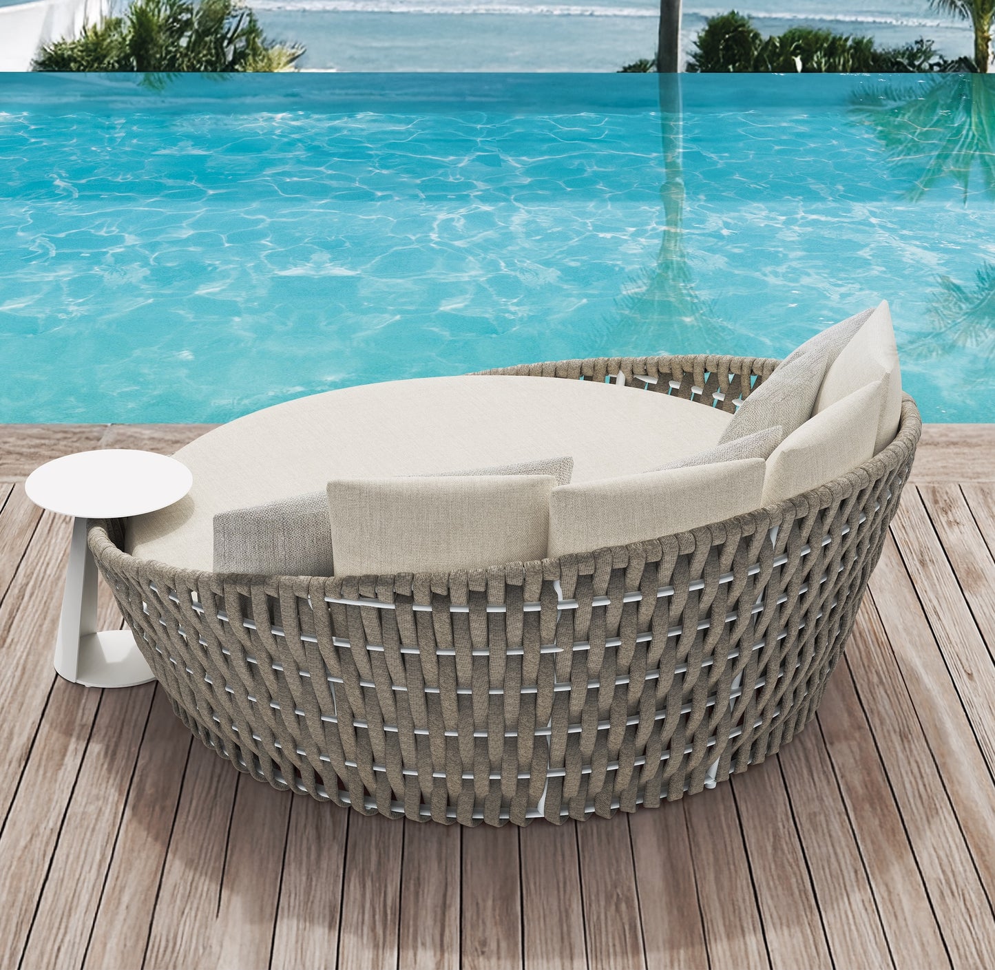 Daybed Meridian aluminio antracita cuerda antracita y textil gris medio