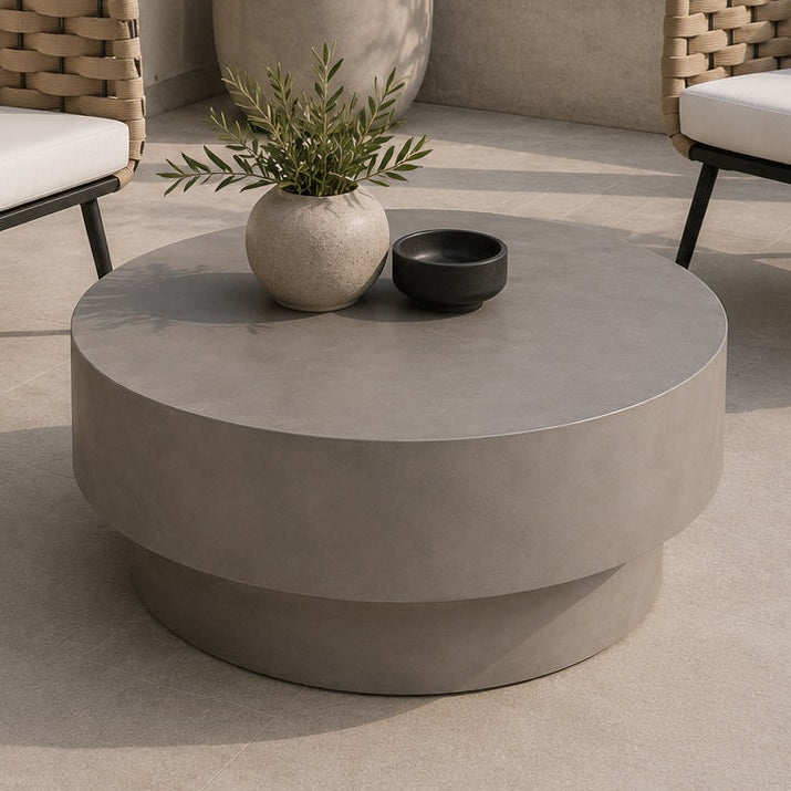 Mesa de Centro Exterior Hormigón Gris Redonda Ø98 cm | Sea Side