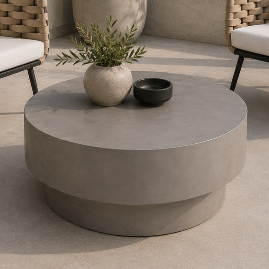 Mesa de Centro Exterior Hormigón Gris Redonda Ø98 cm | Sea Side