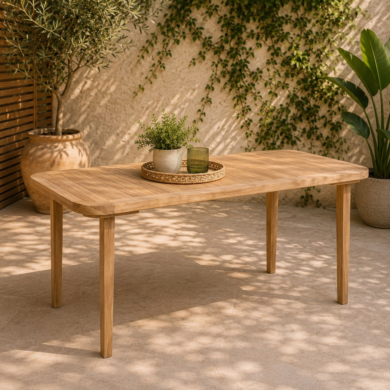 Mesa de Comedor Exterior Teca Grado A 180x90 cm