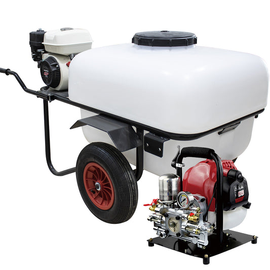 Carretilla sulfatadora dos ruedas, Motor Gasolina 200L. Motor 4T 50bar 12ltr/min.