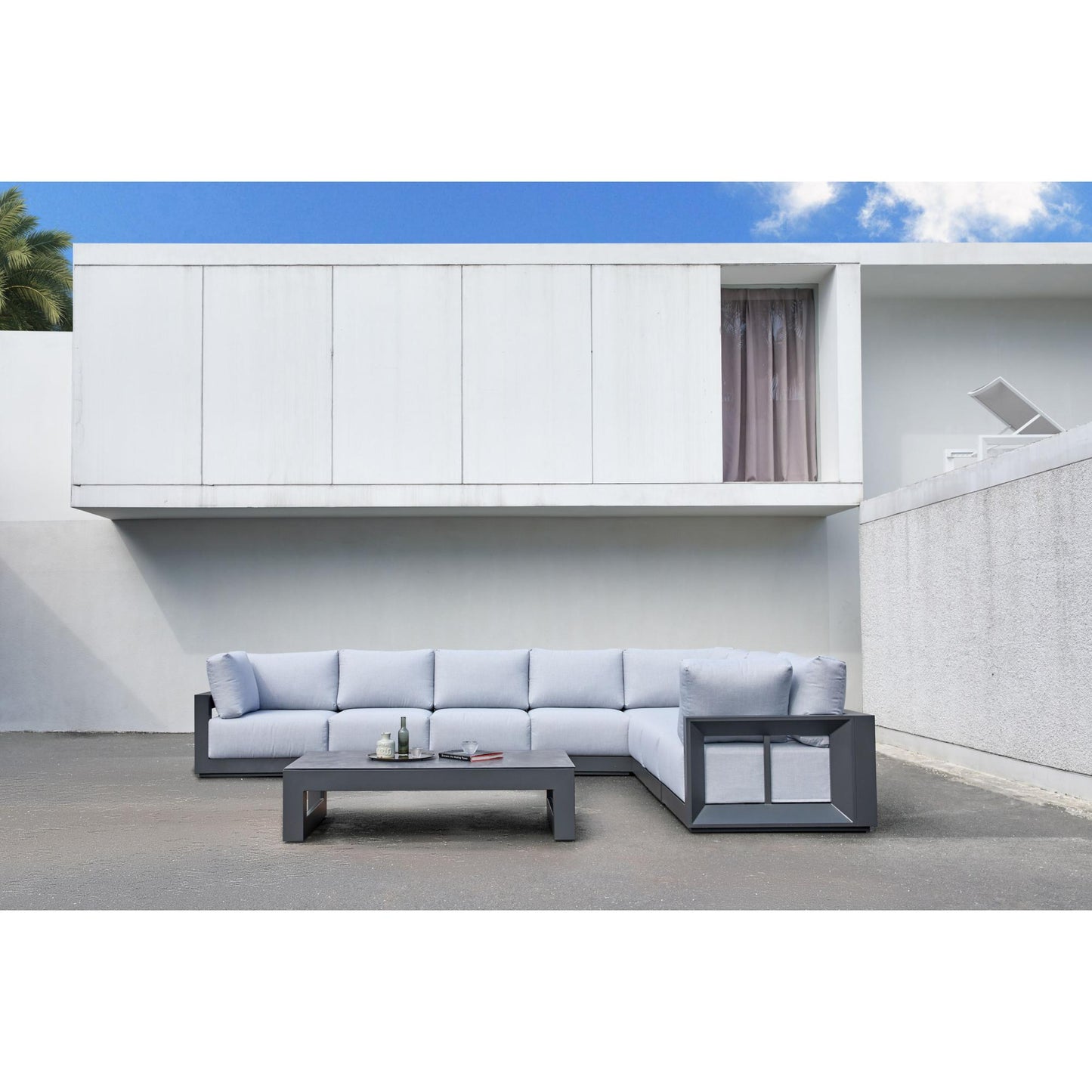 Mesa de centro Onix aluminio antracita cristal cerámico gris antracita