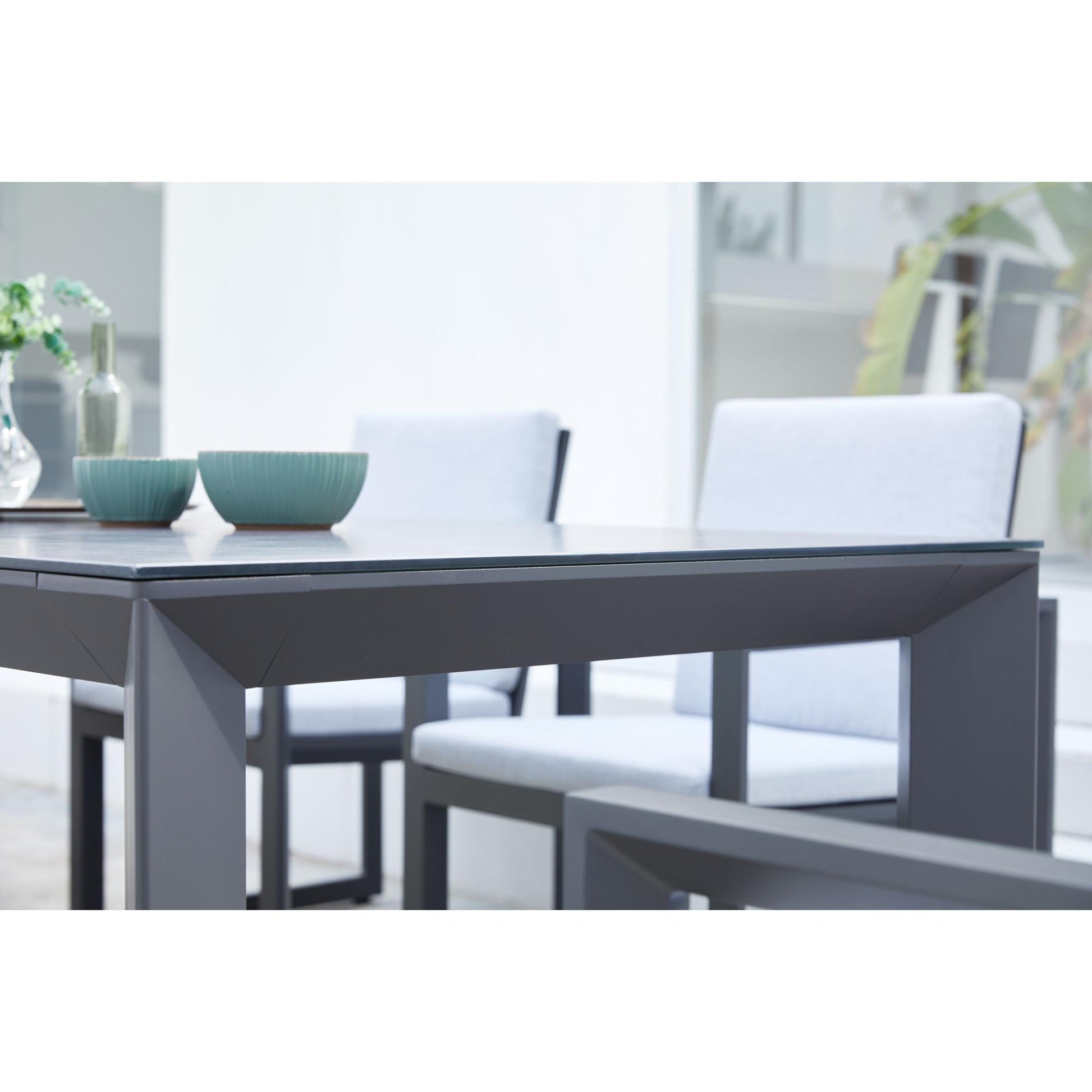 Mesa de comedor Onix 210*90 cm aluminio antracita cristal cerámico gris antracita