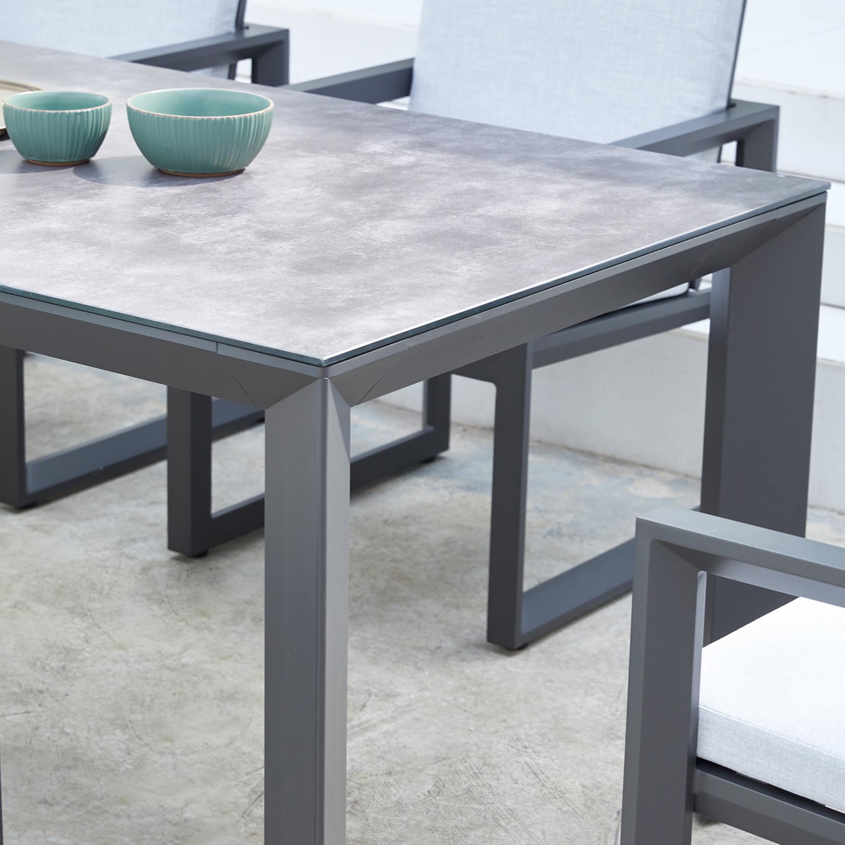 Mesa de comedor Onix 210*90 cm aluminio antracita cristal cerámico gris antracita