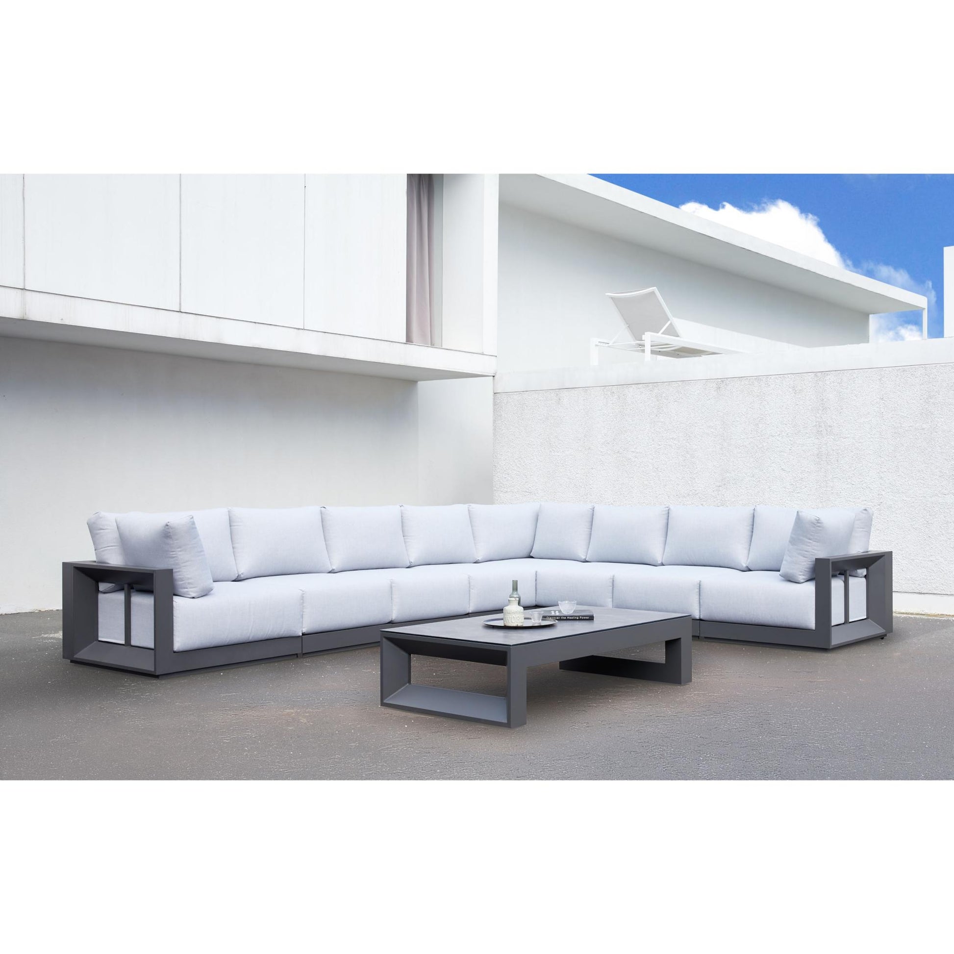 Mesa de centro Onix aluminio antracita cristal cerámico gris antracita